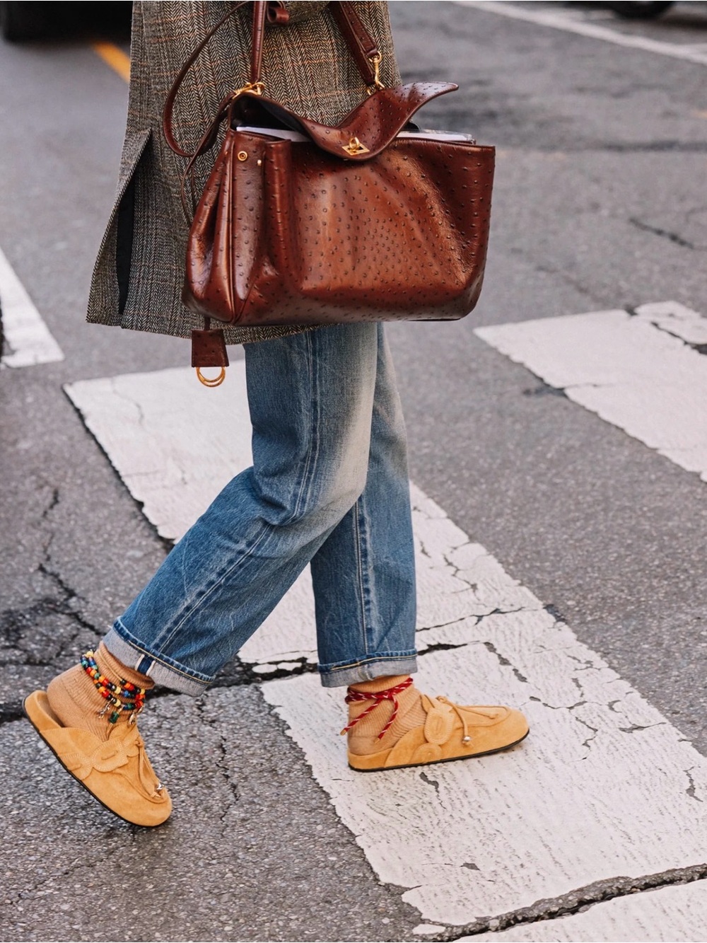 Suede Tassel Backless Mules in Tan - Picture 3 of 7